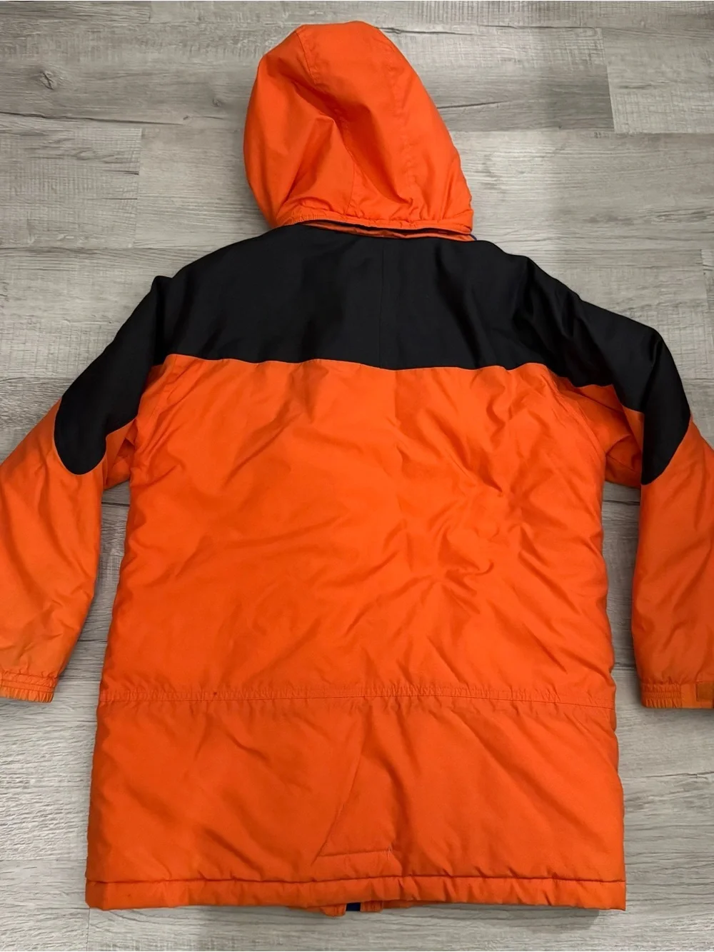 Rare Vintage L.L. Bean Kids Neon Orange , Black & Blue Ski Jacket With Hood